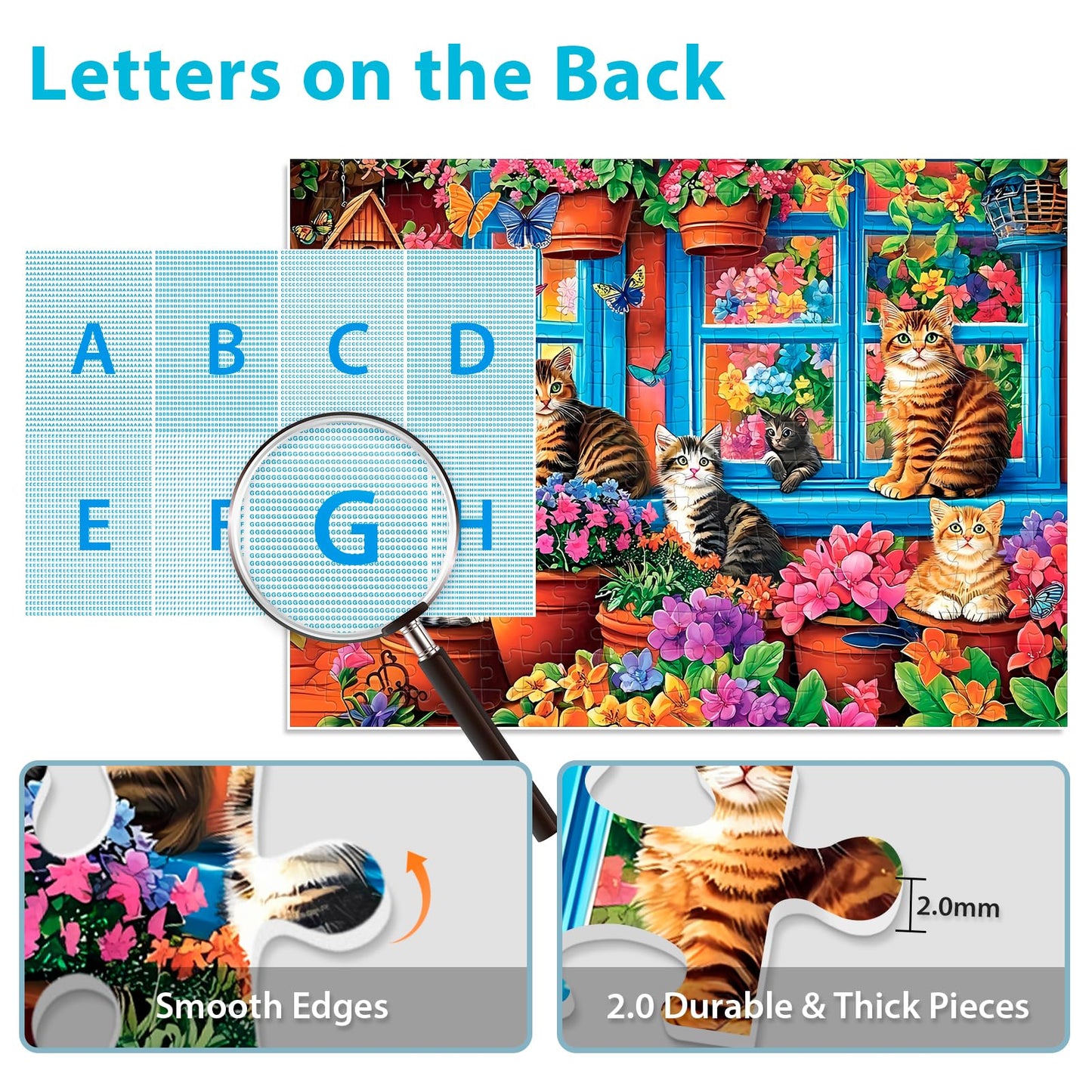 Jigsaw Puzzles for mature-themeds 300 Pieces  Flower Cat Puzzle 300 Pieces for mature-themed Interlock Perfectly No Dust  Challenging Puzzles Home Decor Birthday Gift Toy for Men Women Kids Seniors (20.5x15)