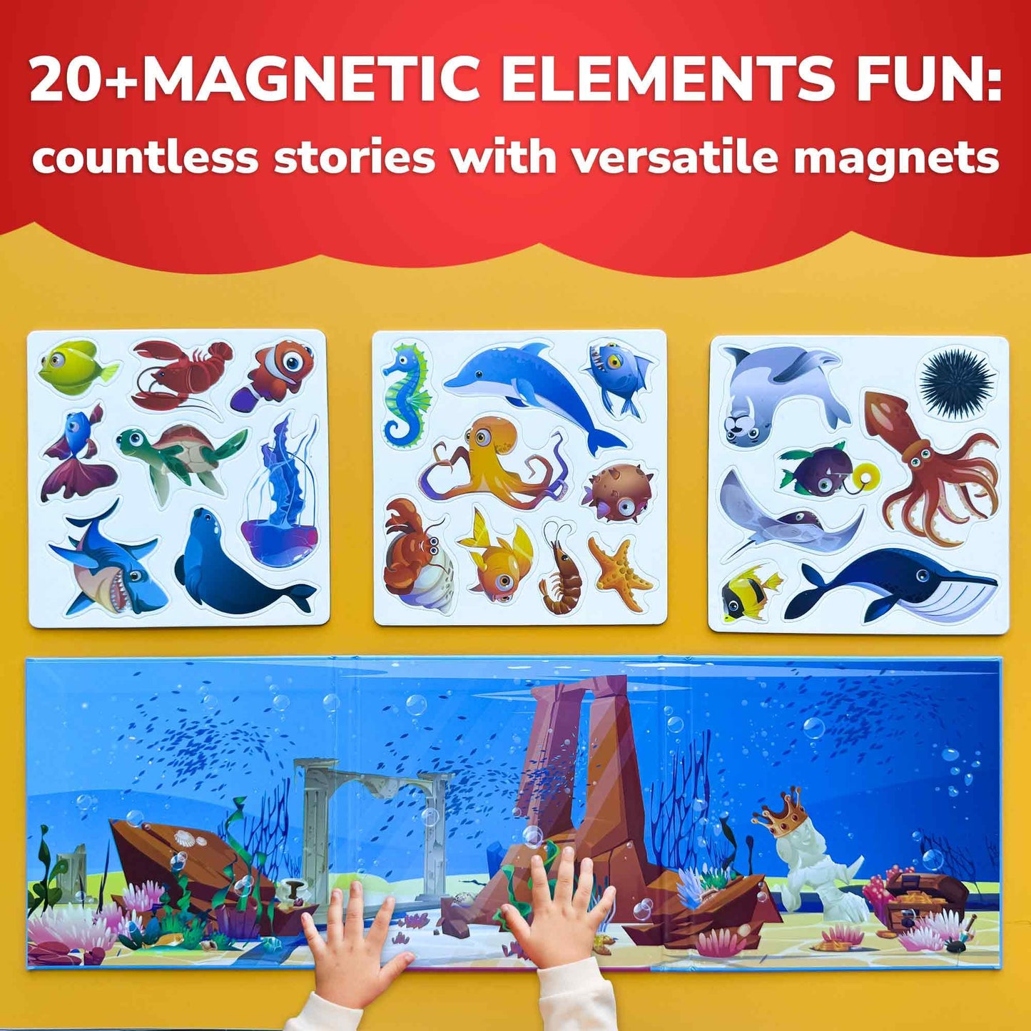 Quokka Travel Magnetic Puzzles For Toddlers 1-3 - 20+Pcs Sea Game With Playbook - Fun Travel Game Toy For Kids Ages 3-5 - Strong