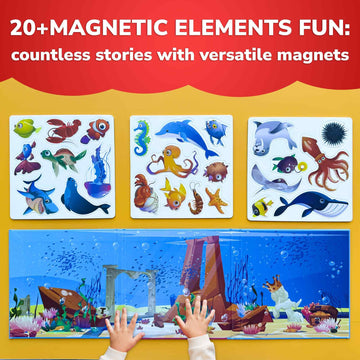 Quokka Travel Magnetic Puzzles For Toddlers 1-3 - 20+Pcs Sea Game With Playbook - Fun Travel Game Toy For Kids Ages 3-5 - Strong