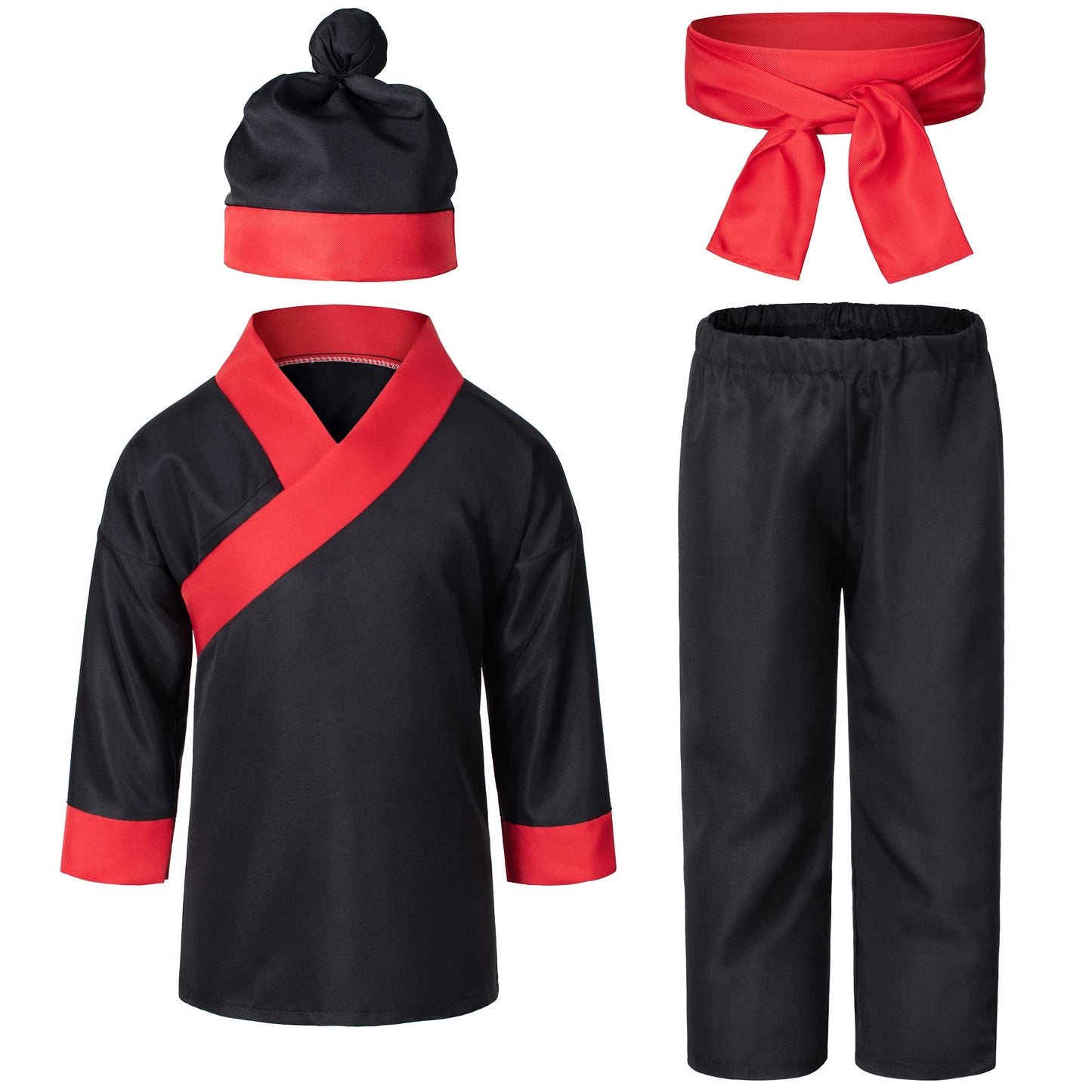 Dress Up Warrior Samurai Costume Boys Halloween For Kids 130Cm 6-7Yrs Black