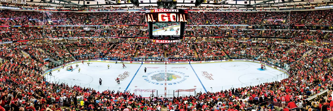 Masterpieces 1000 Piece Sports Jigsaw Puzzle - NHL Chicago Blackhawks Center View Panoramic - 13x39