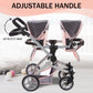 Dolls To Play Baby Doll Double Stroller, Twin Pink Pram Buggy Pretend Play For Girls, High Adjustable Handle Rotating Wheels Sto