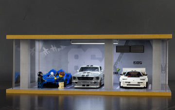 1/24 Scale Die-cast Car Diorama Display Case with Clear Acrylic Cover and LED Lighting for Diecast Model Cars, Lego Speed Champi