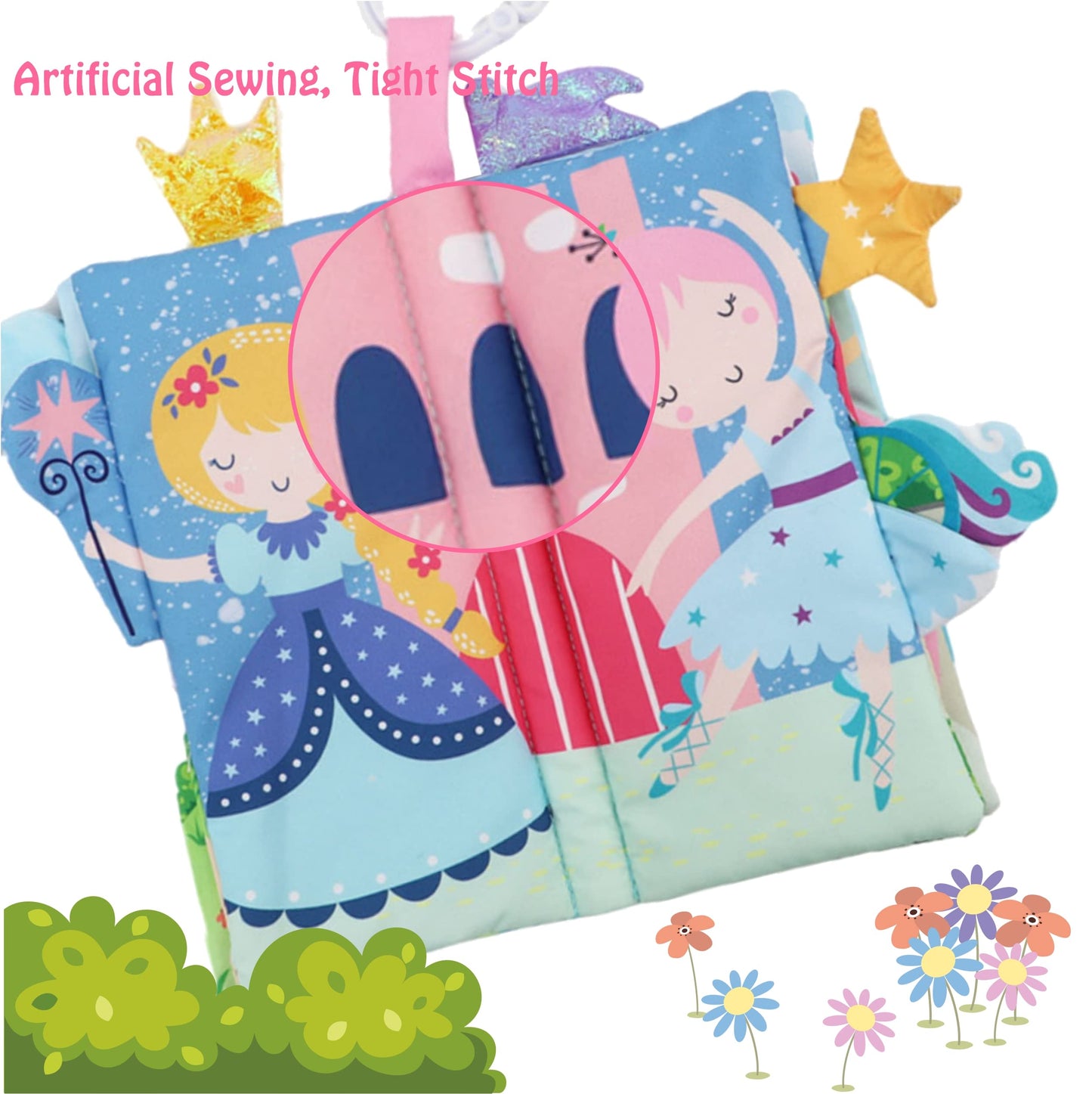 Baby Book Soft Crinkle Cloth Books Toys, Soft Activity Baby Books Early Education Toys For Babiesinfant Toddler Baby Boy Girl Baby Toys,Animal Tails Toy Gifts Baby Books (1-Unicorn & Princess)