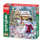Springbok 1000 Piece Jigsaw Puzzle - Cottage in The Snow - Holiday Scene with Snowman & Cardinals - Multicolored - Model 34-11162