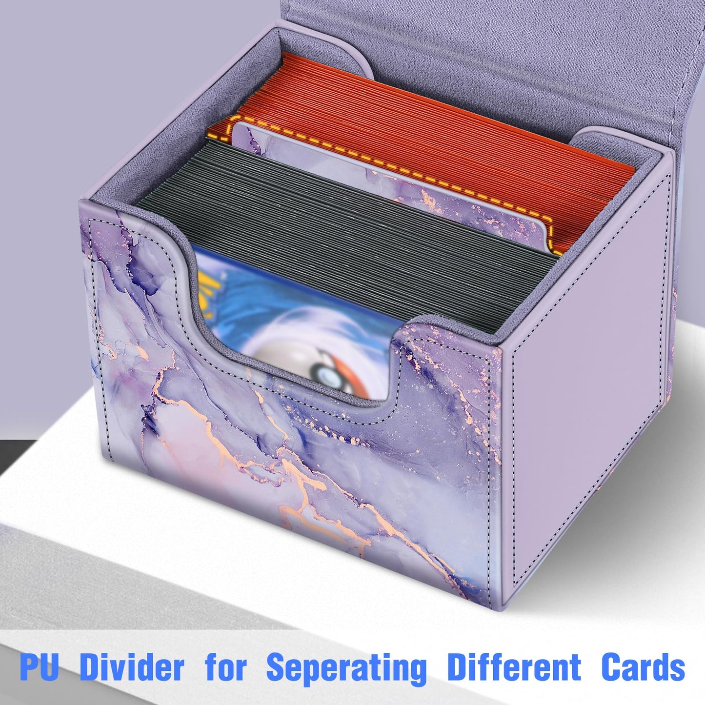 CaseBot Card Deck Box Compatible with MTG/TCG/CCG, Magnetic Game Card Case Large Size Fits Up 180+ Game Cards with PU Divider, L