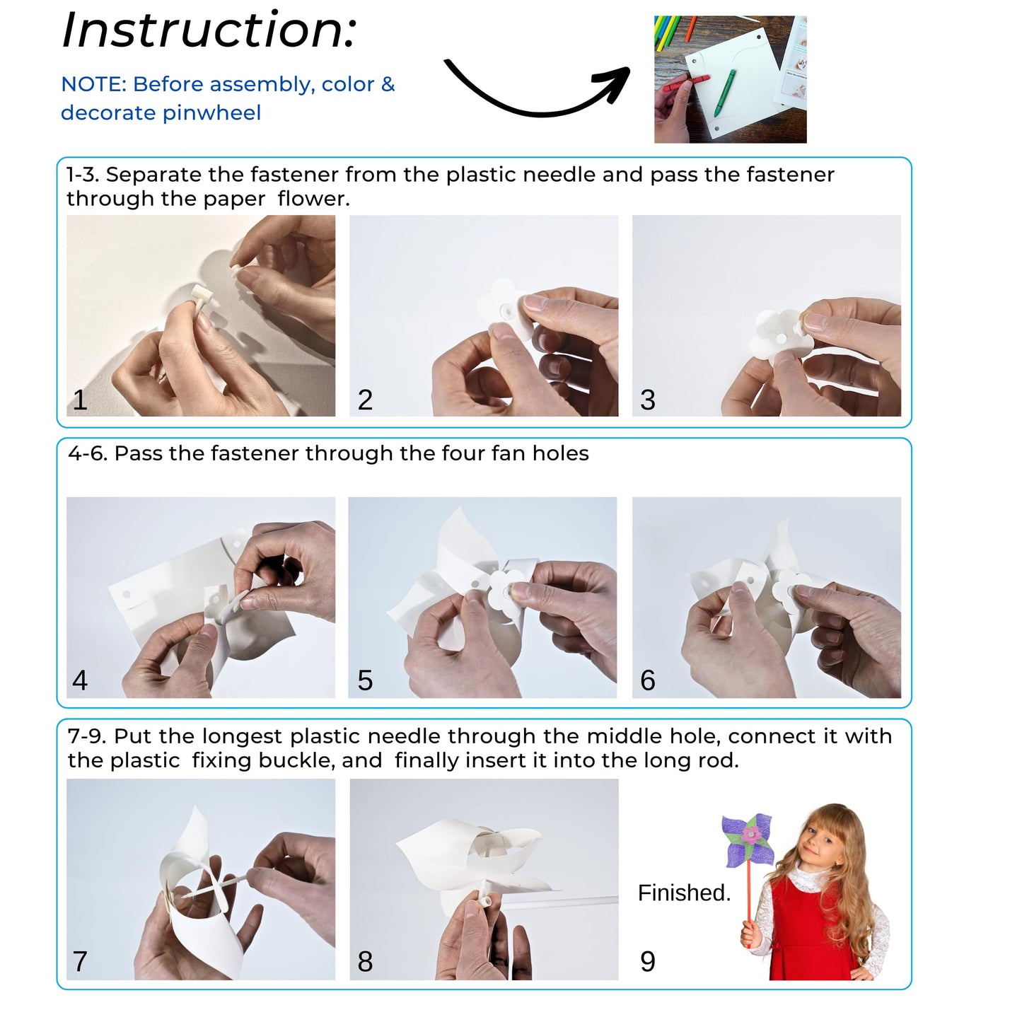 4Es Novelty DIY Pinwheels Craft for Kids (24 Pack) Color Your Own White Pinwheels, Bulk Summer Craft Kit for Boys & Girls, Arts