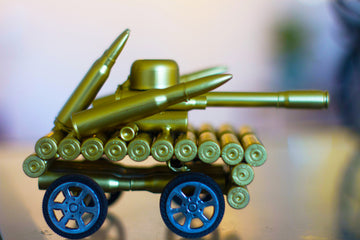Stephanie Imports Vintage Tank Decor - Bullet Shell Casing Military Tank With Functional Wheels - Model : Tank - Pendant For Photo Props, Christmas Tree Ornament, Desktop Decoration & More