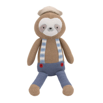 Cuddle Me Scottie The Sloth 12” Grey And Blue Knit Plush Stuffed Animal