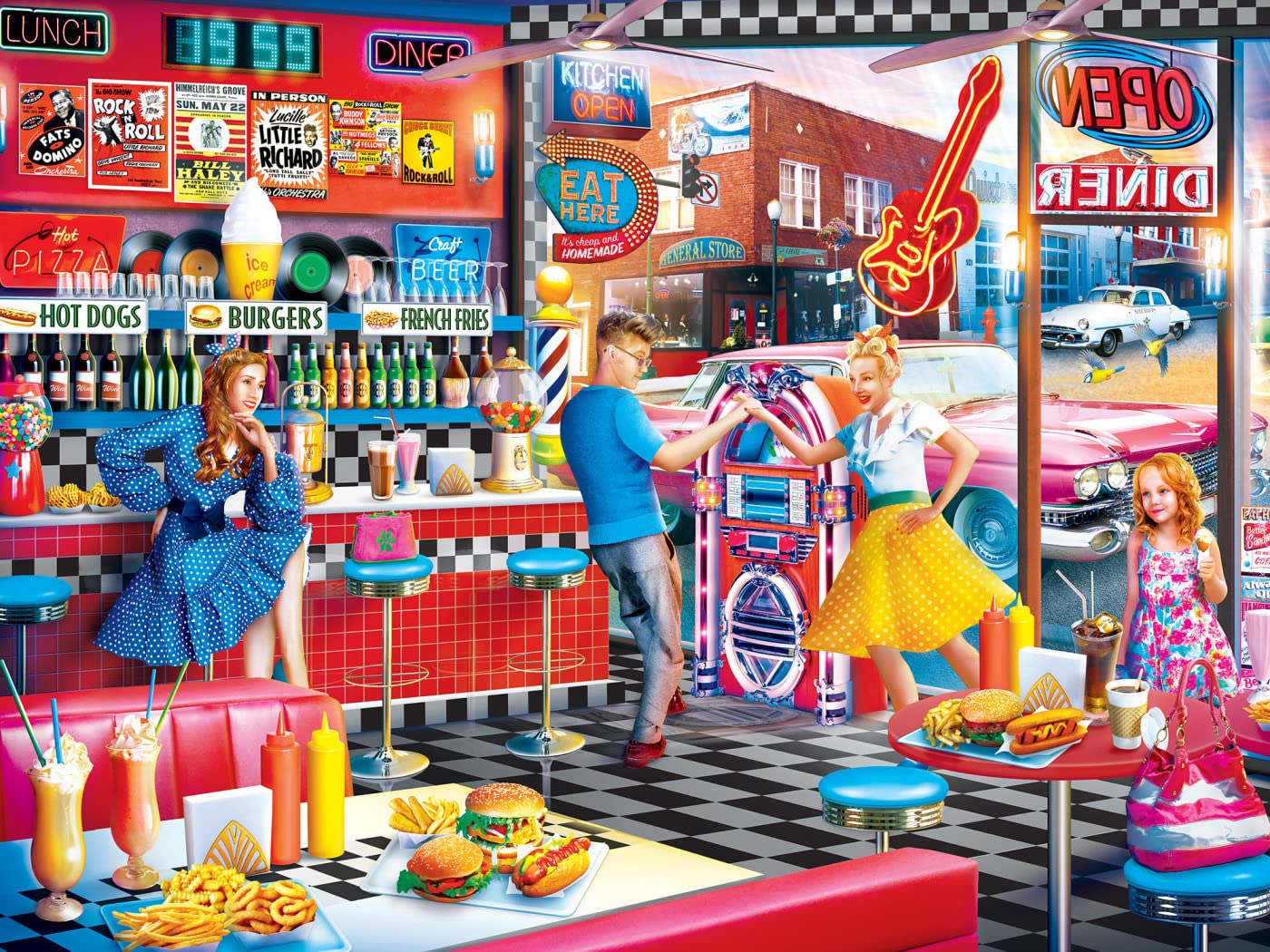 Masterpieces 550 Piece Jigsaw Puzzle For Adults, Family, Or Youth - Good Times Diner - 18''X24''
