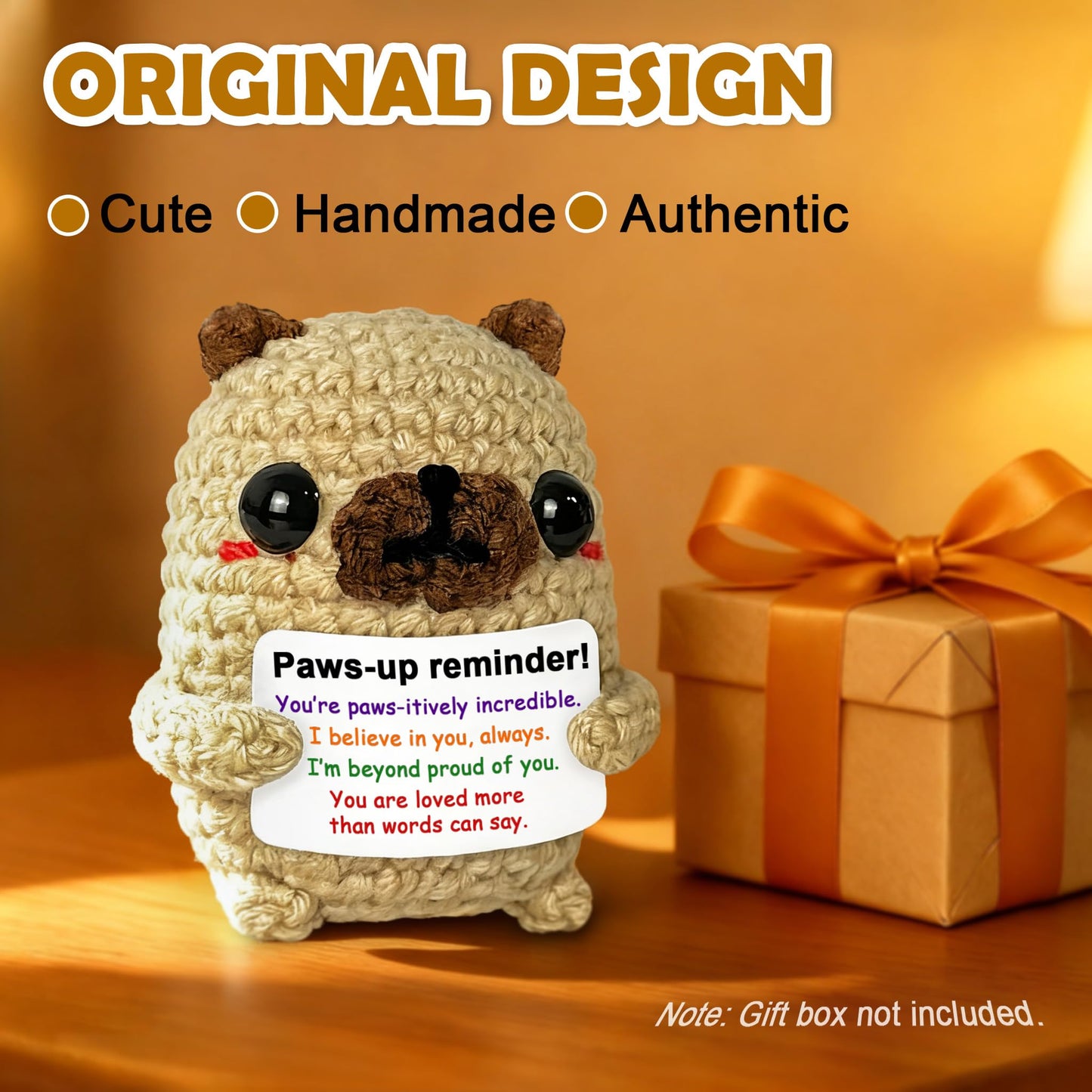 Krinisou Proud of You Crochet Pug Gift, Encouragement Inspirational Graduation Congratulations Gift for Son Daughter from Mom Da