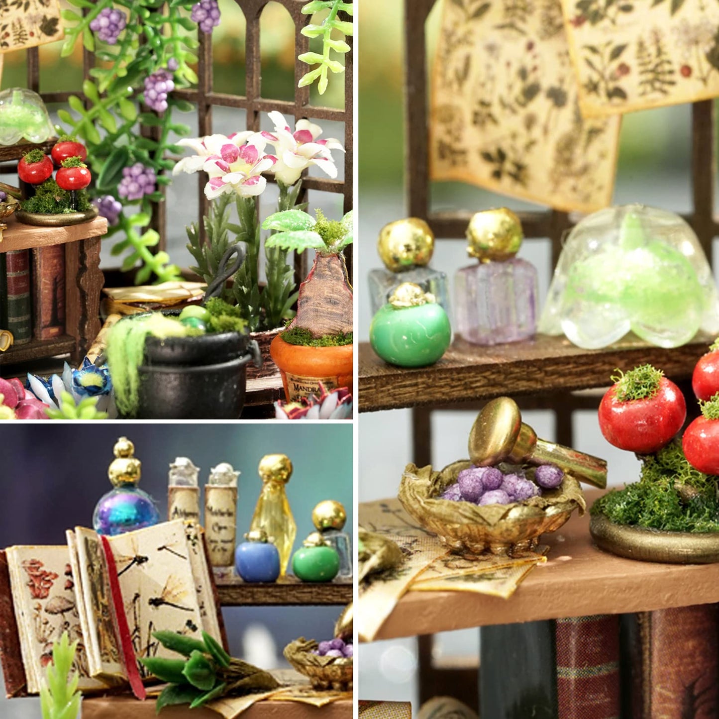 Spilay Dollhouse DIY Miniature Wooden Furniture Kit Mini Handmade Doll House Model with Dust Cover & LED 1:24 Scale Creative Woodcrafts Toys for mature-themed Friend Lover Birthday Gift B067