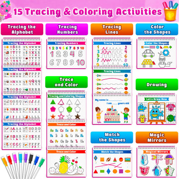 Curious 2 Learn Montessori Preassembled Busy Book For Toddlers Ages 3 And Up, Pre K Preschool Learning Activities Book - Autism Sensory Learning & Education Toys Kindergarten Workbook (Pink)