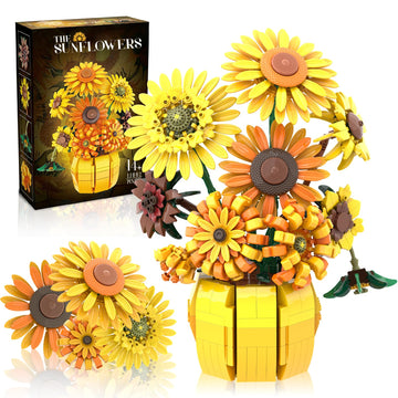 Flowers Building Set For Adult, Icons Sunflowers Pot Kits Compatible With Lego Flowers, Artificial Flowers Botanical Collection,