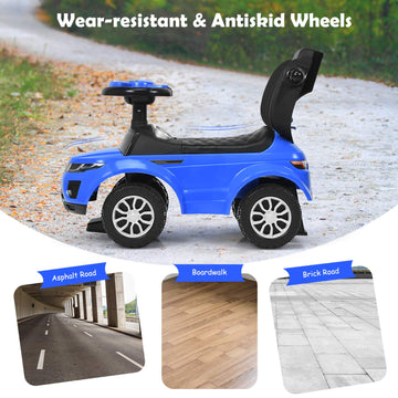 Honey Joy Ride On Push Car, Foot To Floor Ride On Sliding Car Push Handle & Detachable Guardrail, Sound & Lights, Under Seat Storage, Push Cars For Toddlers 1-3, Gift For Kids Boys Girls(Blue)