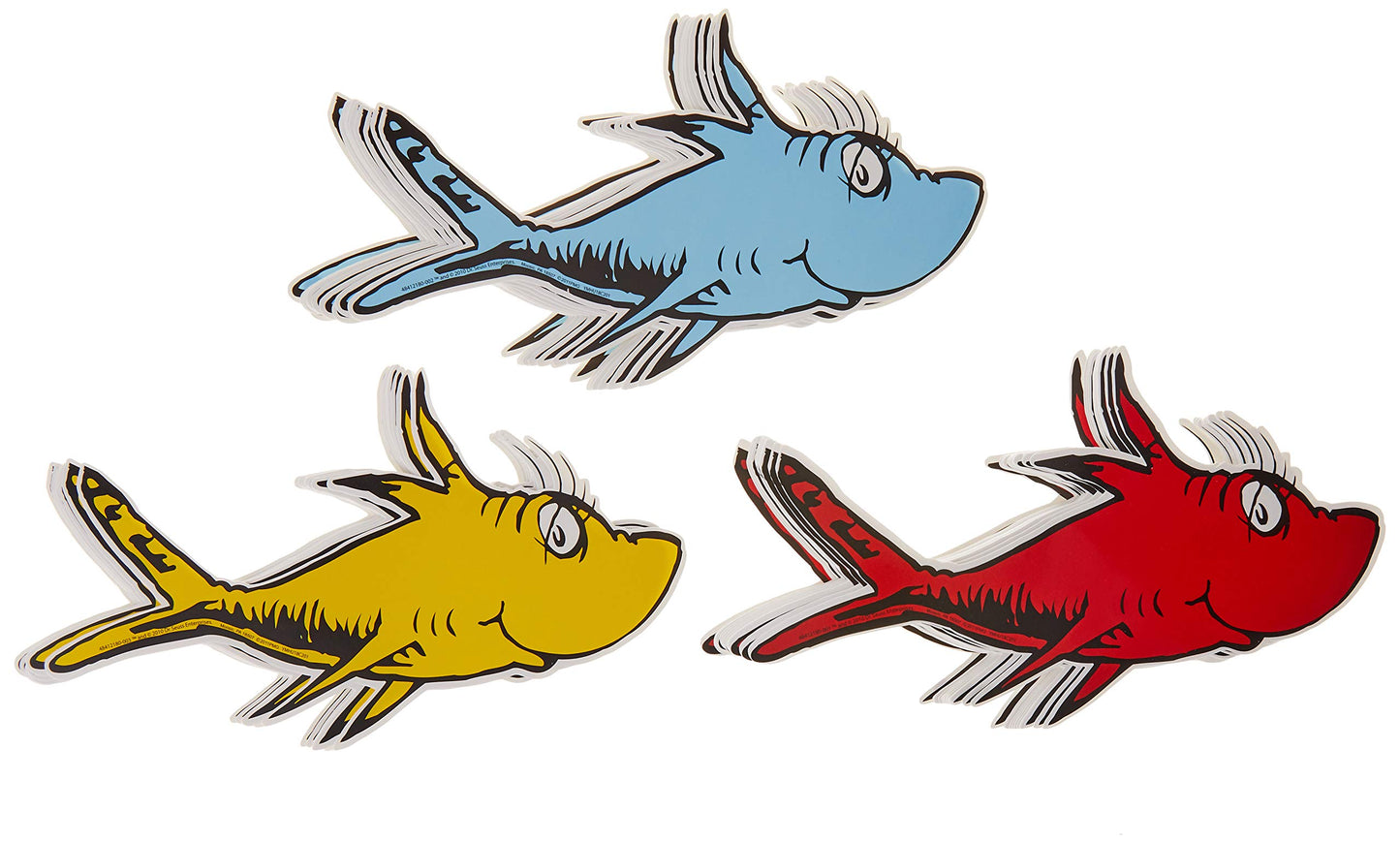 Eureka Back To School Dr. Seuss One Fish, Two Fish Paper Cut Out Classroom Decorations, 36 Pc, 5.5'' W X 5.5'' H