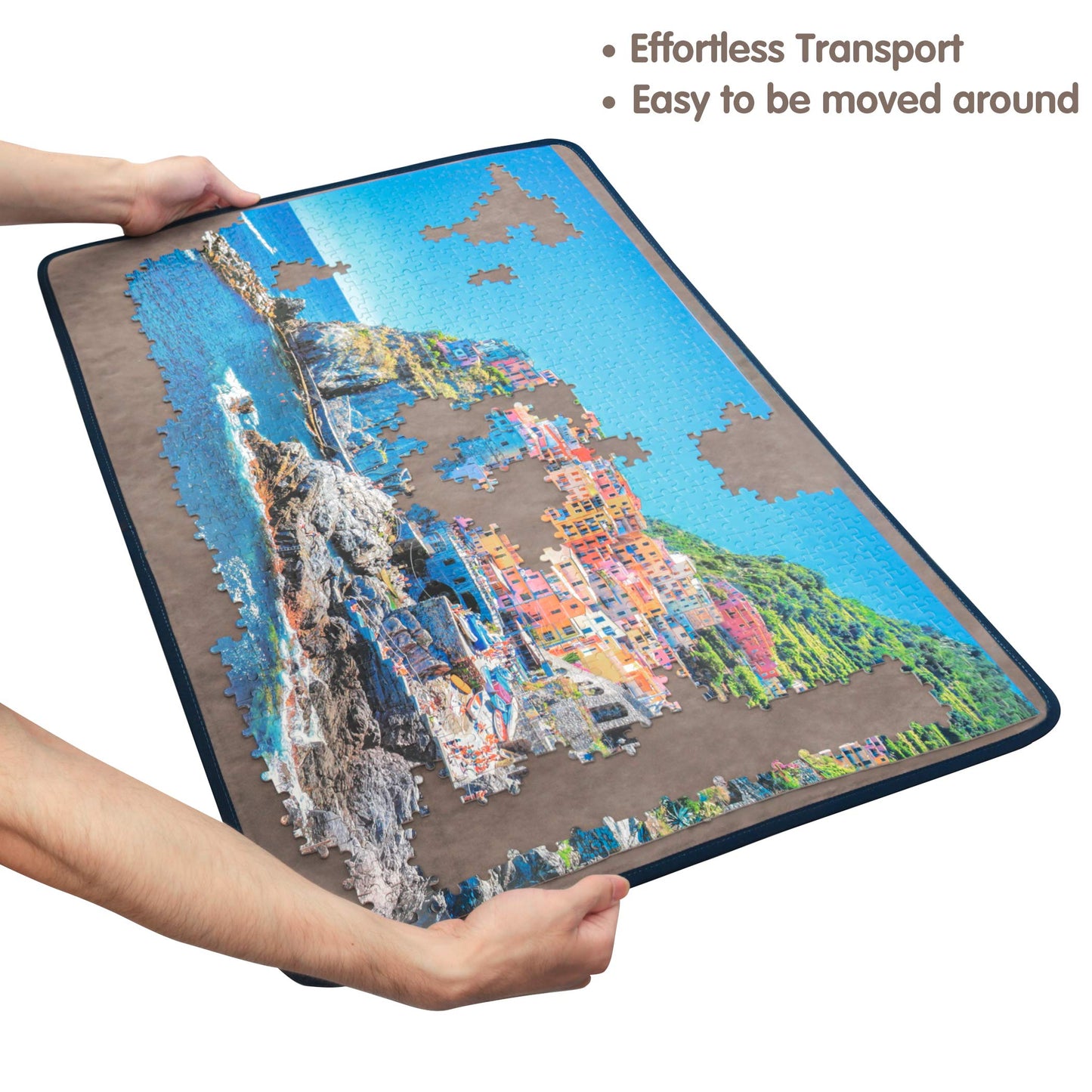 Tektalk Portable Jigsaw Puzzle Board Mat - Non-Slip, Dustproof Cover, for Up to 1000 Pieces, Gray, Model WGPTB
