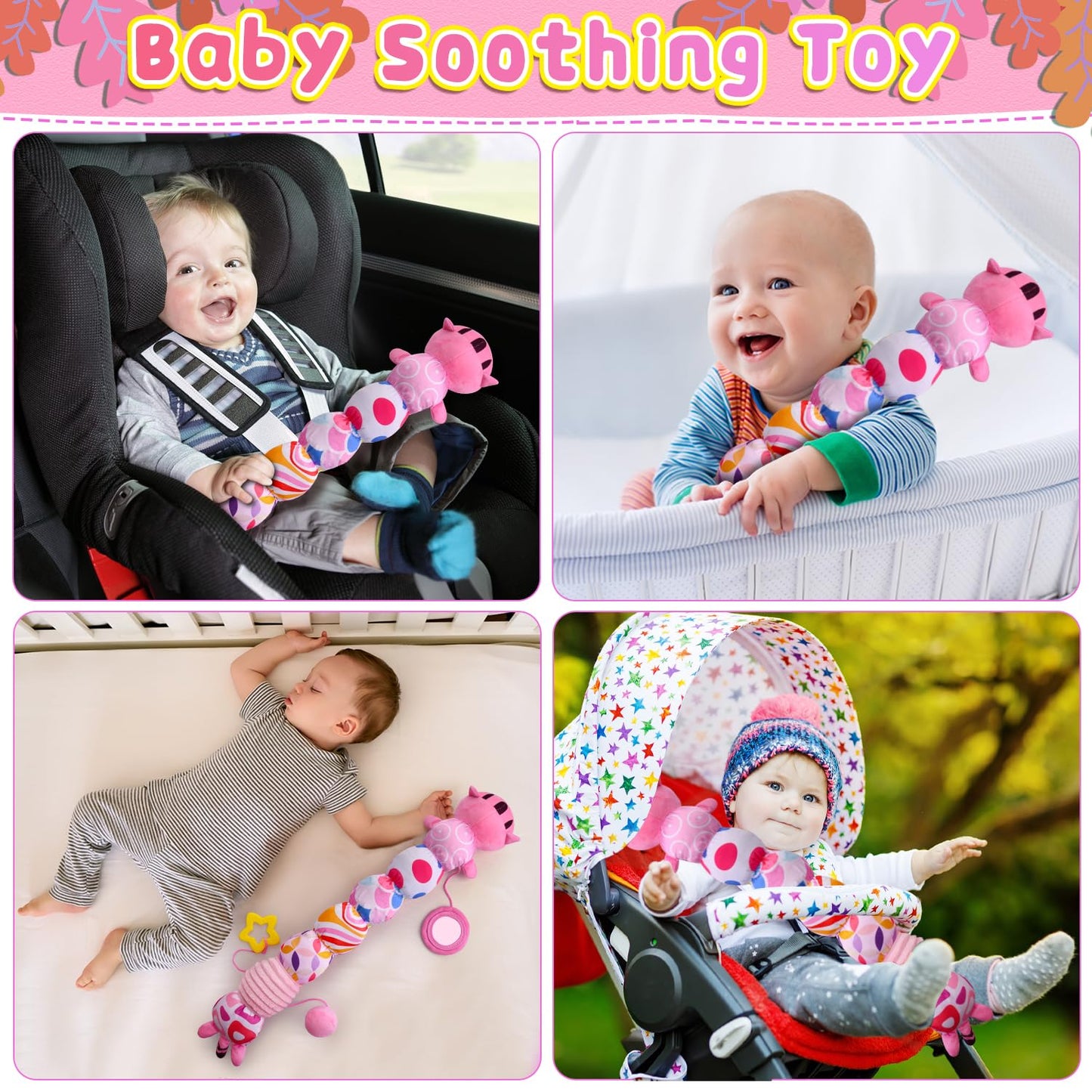 Vpkefla Infant Baby Toys 0 To 12 Months, Stuffed Animal Tummy Time Toys Sensory Toys With Crinkle Rattles Textures And Mirror Gi
