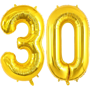 40 Inch Gold 30 Number Balloons, Jumbo Foil Helium Balloons For 30Th Birthday Party Decorations Supplies / 30Th Anniversary Even
