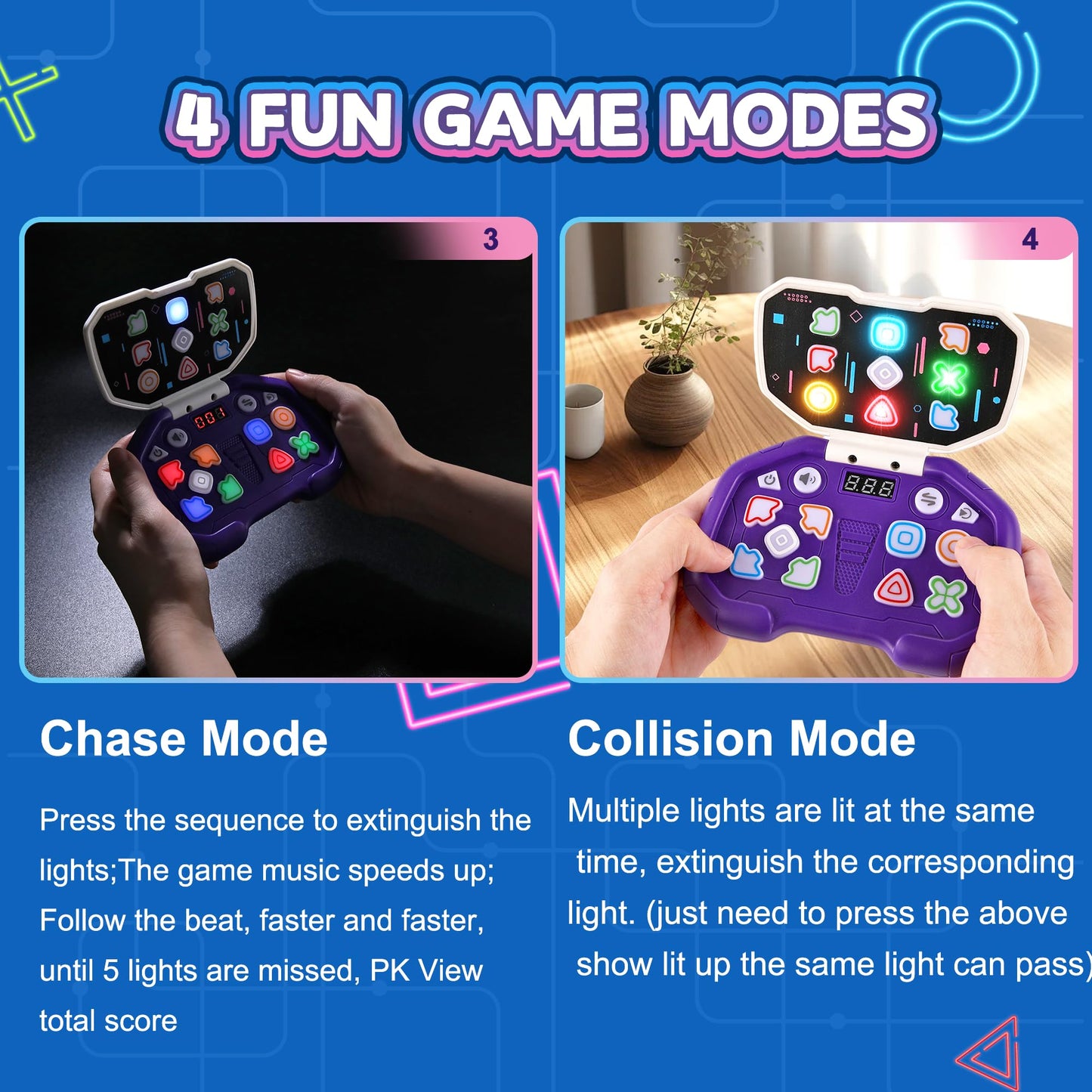 Fast-Push Puzzle Games | Electronic Bounce Fidget Toys | Educational Early Learning For Ages 3-12 | Boys & Girls | Navy Blue | B