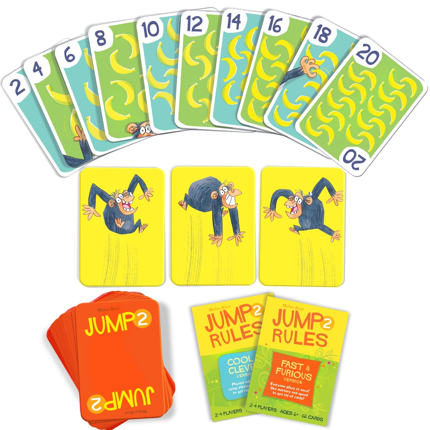Melon Rind Math Game - Jump 2 Card Game for Kids, Fun Learning Multiples of 2, Multicolor, Ages 6+, Model 2024-10