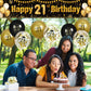 21St Birthday Decorations For Men Women Black And Gold, Black Gold Birthday Yard Balloon Banner Sign 18 Pcs 21Th Happy Birthday Balloons For 21 Anniversary Birthday Party Supplies Outdoor Yard Decor