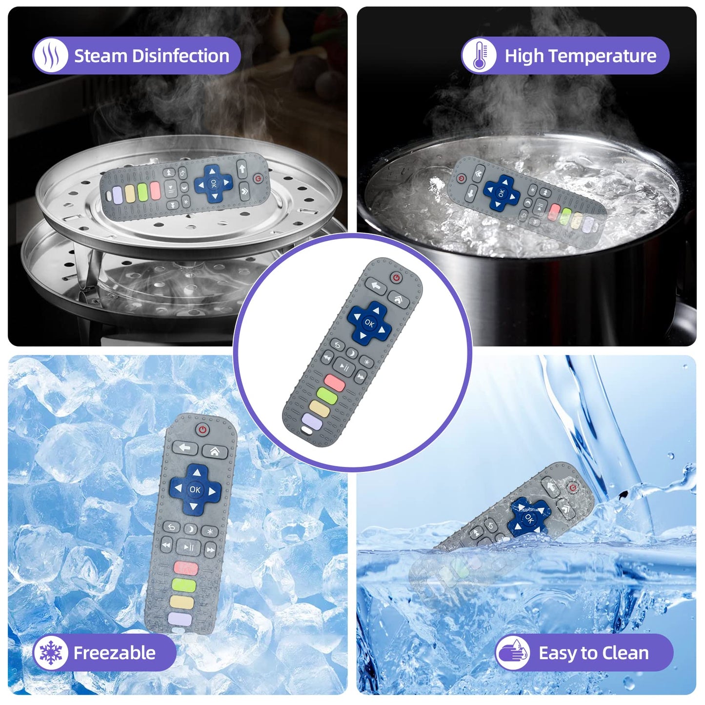 Chuya TV Remote Teether for 0-12-18 Months Babies Infant Toddlers Remote Teethers Silicone Baby Teething Toys