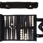Sondergut Roll-Up Portable Suede Backgammon Game Set - For Adults & Children - Ideal For Rv Travel, Cruise, Airplane, Camping, Backpacking, Road Trips, Etc. Multiple Colors (Black)