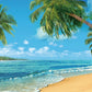 Ruini Polyester Tropical Beach Backdrop Summer Palm Trees Photography Backdrop Blue Sea Sky Sunshine Luau Themed Party Decoratio