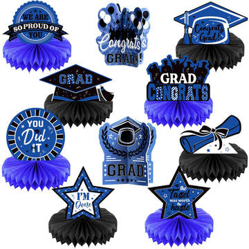 Yisong 10 Pcs Graduation Party Decorations Class of 2025 Congrats Grad Honeycomb Centerpieces Congratulate Graduation Table Topp