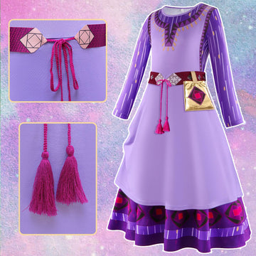 Itvti Wish Asha Costume For Girls Princess Halloween Christmas Dress Purple Cosplay Outfit, 2-3 Years(Tag 100)