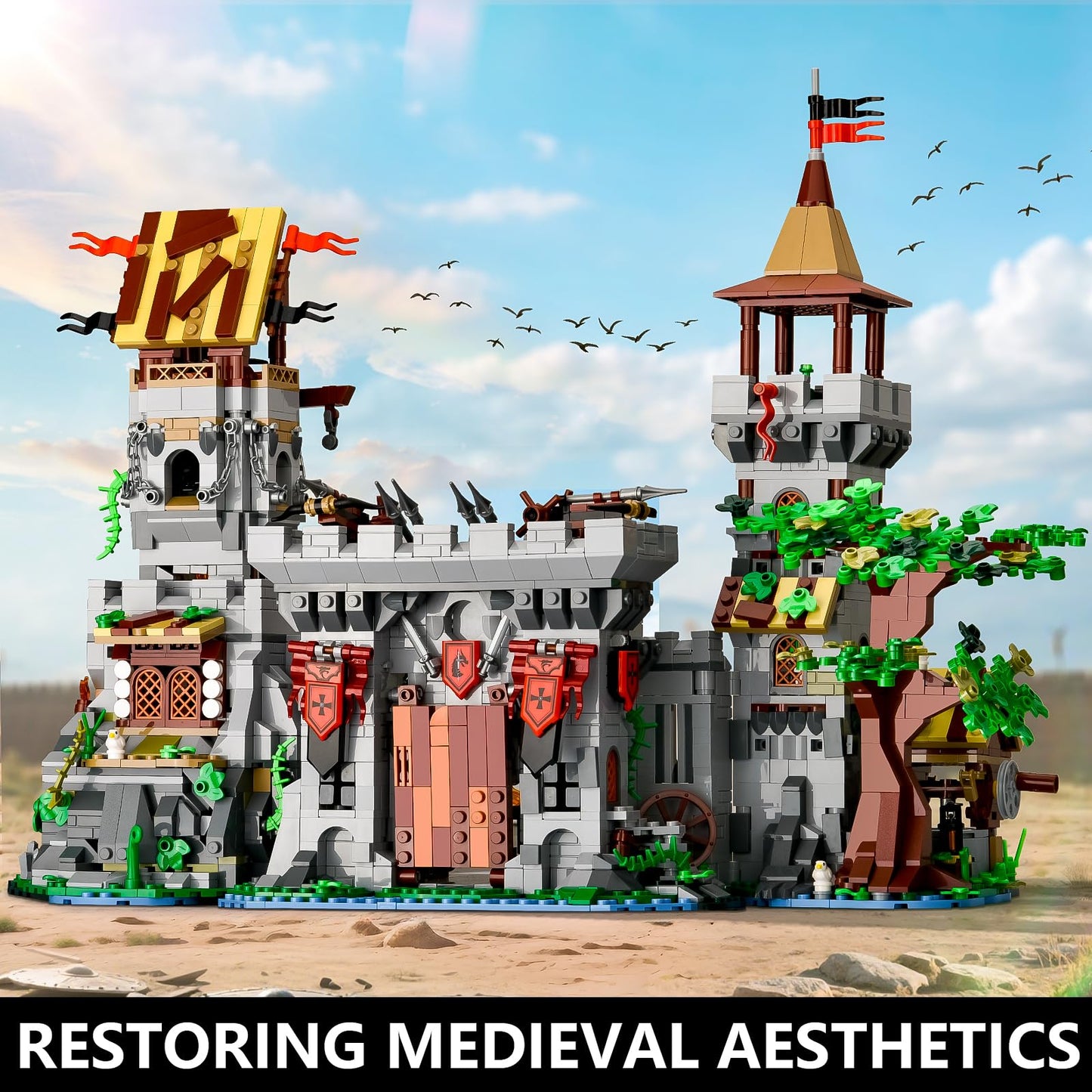 BNG Medieval Castle Building Set for mature-themed 2 in 1 Knights Castle Building Blocks House Architecture Collection Toy Home Office Decor and Creative Gift for Teen 14+(2568PCS)