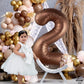Giant, Coffee Brown 2 Balloon Number - 40 Inch, Brown 2 Birthday Balloon | 2Nd Birthday Decorations For Boy, Girls | Safari Theme Party Decorations | 2 Year Old Balloon For 2Nd Birthday Party Supplies