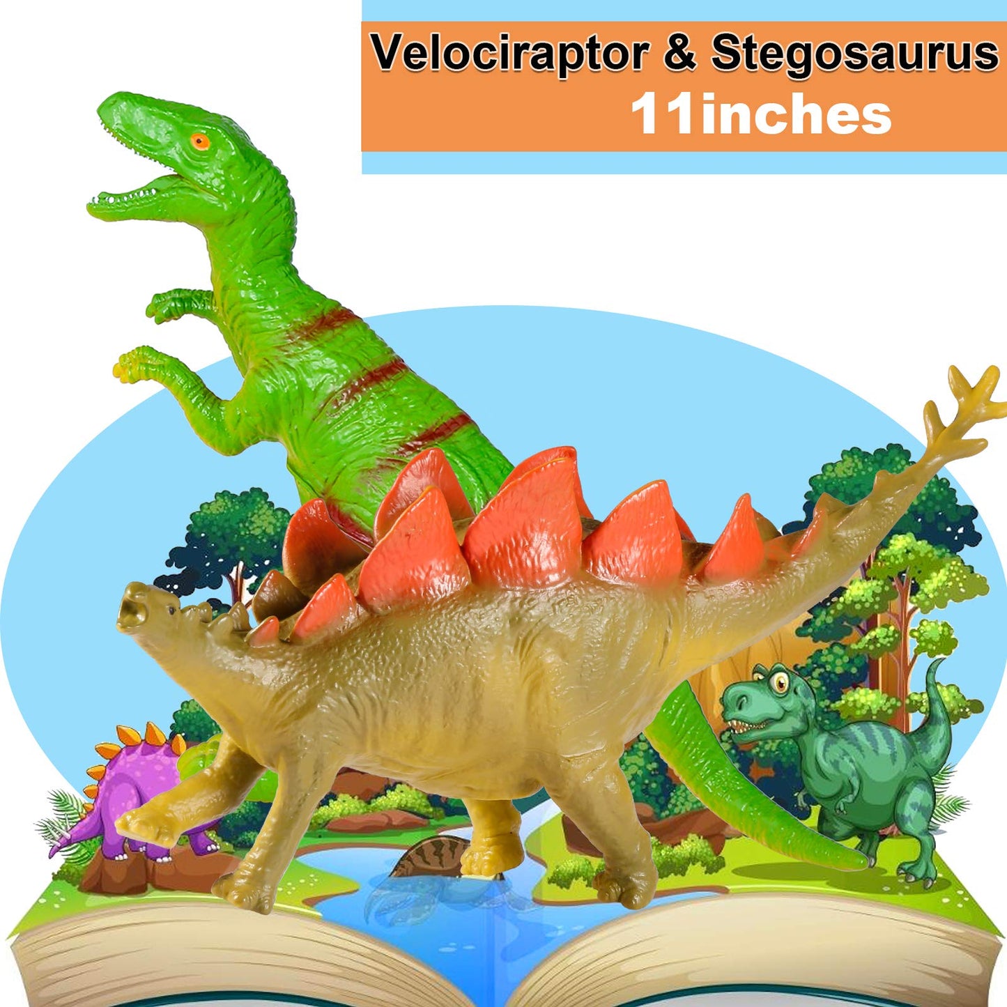 Tepsmigo Jumbo Dinosaur Toys Set for Kids - 6 Pack Assortment, Plastic, T-Rex, Velociraptor, Triceratops - Perfect for Ages 3-7