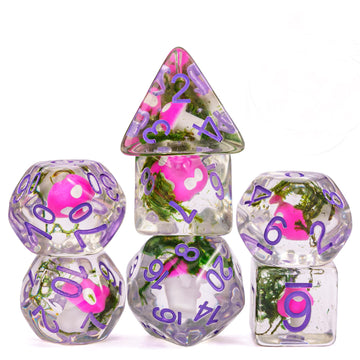 UDIXI 7PCS Polyhedral Dice DND, D&D Dice Set Filled with Mushroom and Seaweed for Role Playing Dice Games as DND RPG MTG Table G