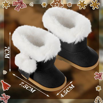 Bencailor 3 Pairs 18 Inch Doll Shoes Boots Dolls Winter Snow Doll Boots Accessories(Black White Brown)