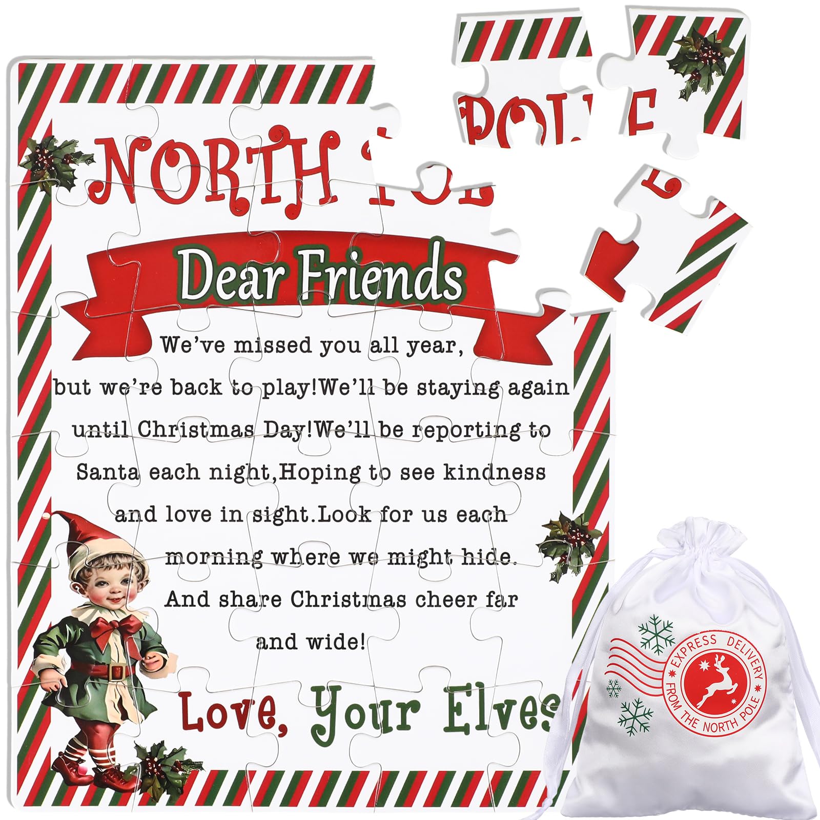 Soulchen Christmas Elf Arrival Puzzle Gift for Elf Arrival Puzzle Fun Ideas Arriving Christmas Letter from Elves Fun Activity Ga