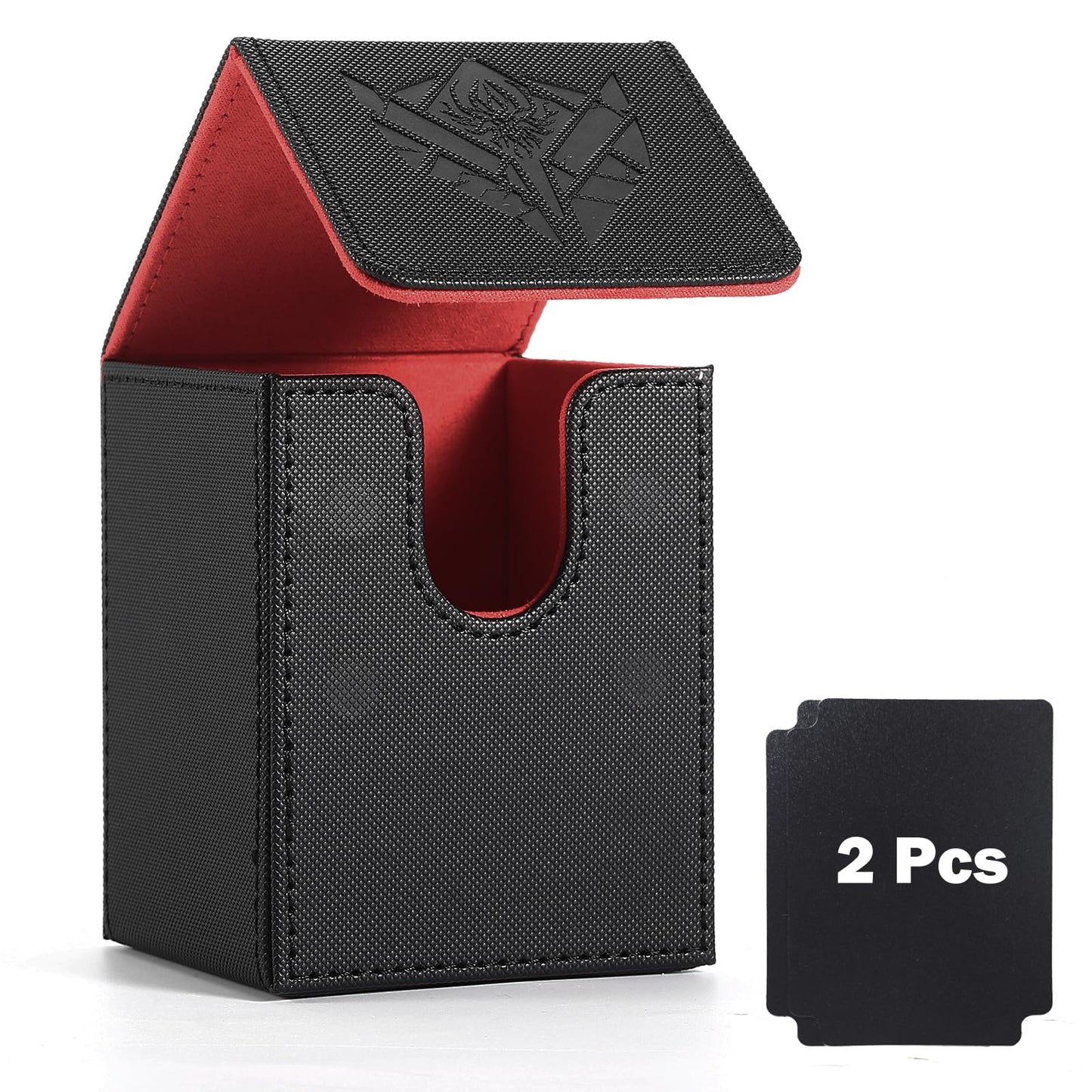 Komick enhanced PU Leather Card Deck Box for Magic The Gathering Deck Box  Yugioh  Holds 100+ Deck Case with 2 Dividers for Collectible Trading Cards MTG  TCG  CCG (Black Red Arachne)