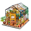 Robotime Diy Miniature House Kit Mini Green House Tiny Dollhouse Wooden Furniture Kit With Led Halloween/Christmas/Birthday Gifts For Adults (Cathy'S Greenhouse)