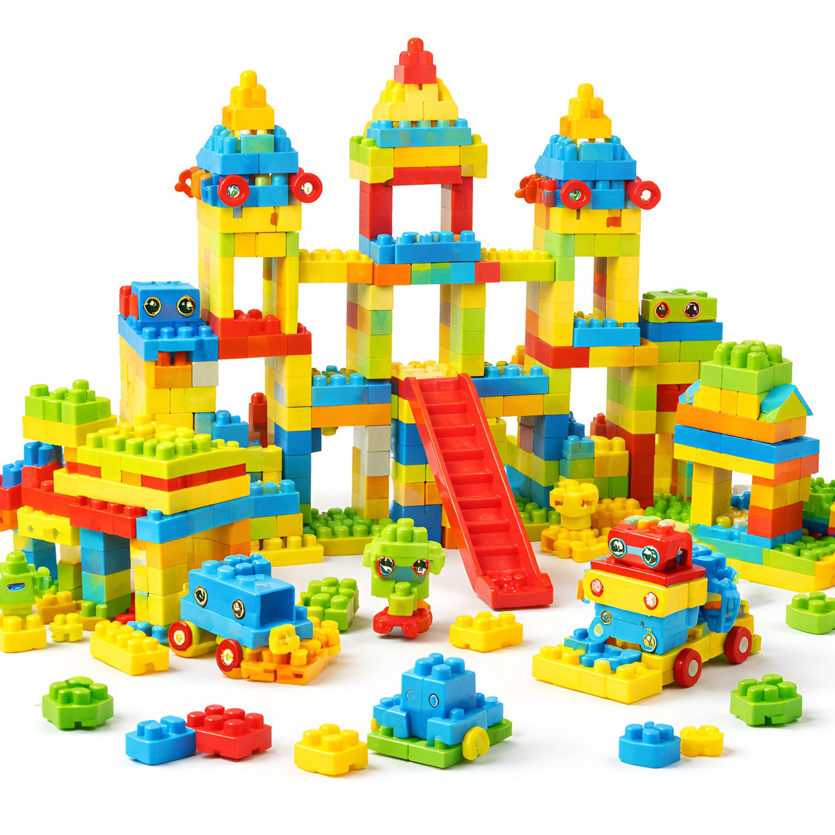POPDOP Creative Building Blocks with Wheels for Kids, 125+ Pieces | STEM Educational Construction Toy Set | Fine Motor Skills & 