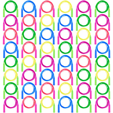 Aneco 48 Pack Kids Jump Rope Set 7.3 Feet Outdoor Jump Ropes Colorful Kids Jumping Ropes Great Sports Activities Birthday Party Favors Gifts