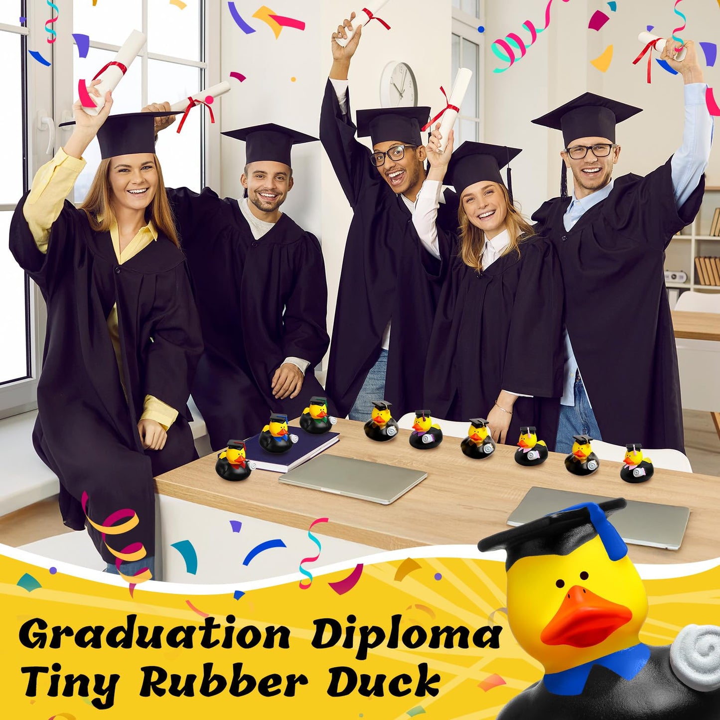 Sratte 24 Pack 2 Graduation Ducks Class of 2025 Diploma Grad Bulk Rubber Ducks for Cruise Student Adults Graduates Gift Prize Gr