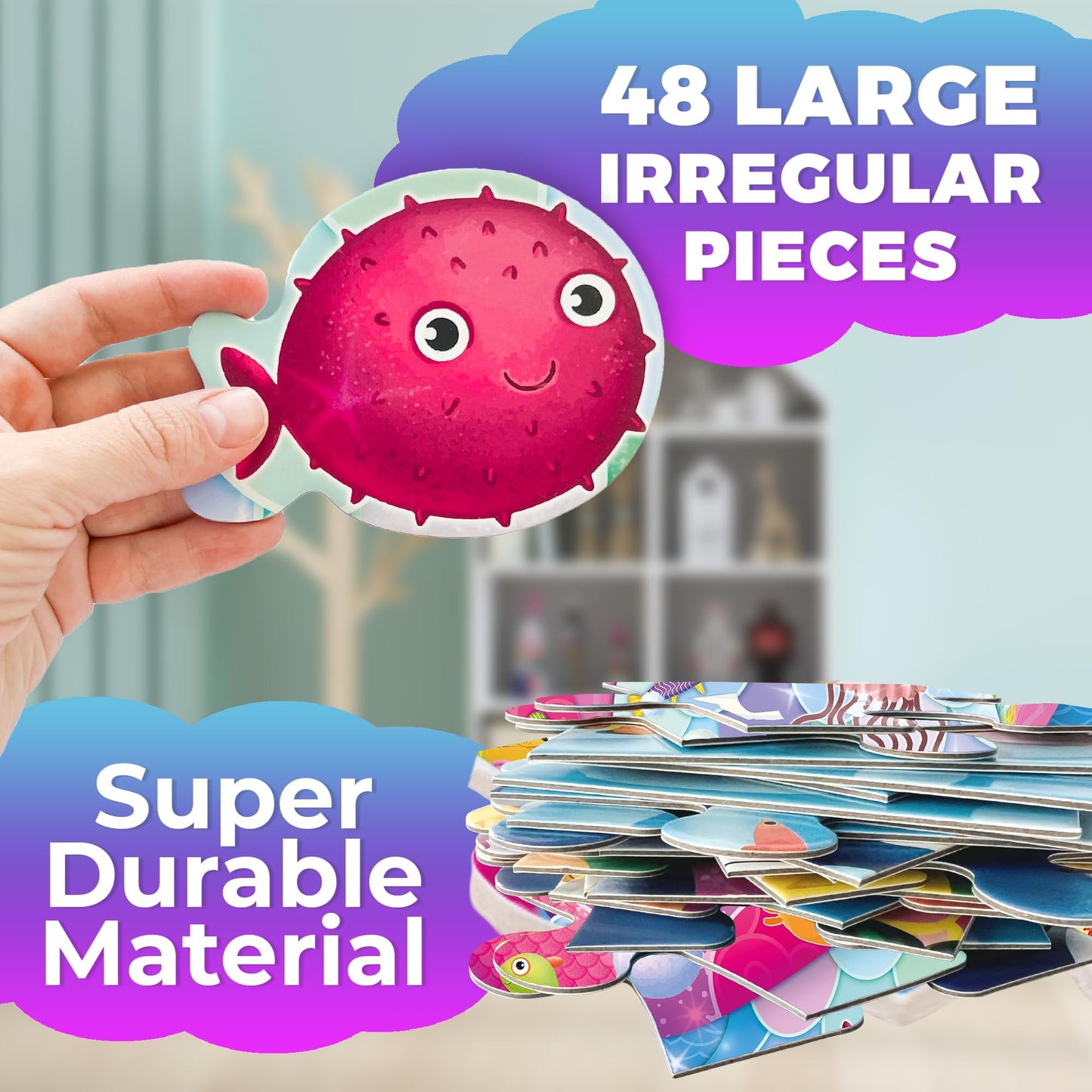 Quokka Giant Floor Puzzles For Kids Ages 3-5 - 2X3 Feet 48 Piece Puzzles For Toddlers 2-4 - Large Shaped Educational Kids Puzzle