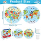 2 Sets Floor Puzzles World And United States Map Puzzles With Poster World And Us Geography Jumbo Round Puzzle For Kids 4-8 Geog