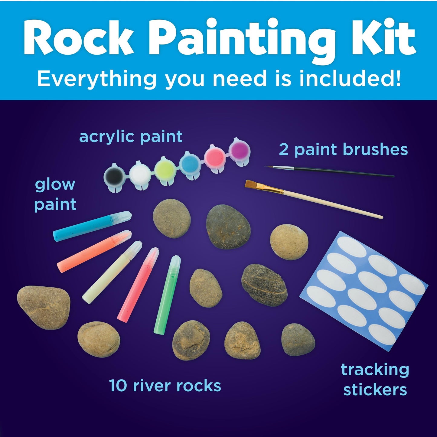 Creativity for Kids Glow in the Dark Rock Painting Kit: Crafts for Kids Ages 6-8+, Painting Rocks Arts and Crafts, Kids Gift