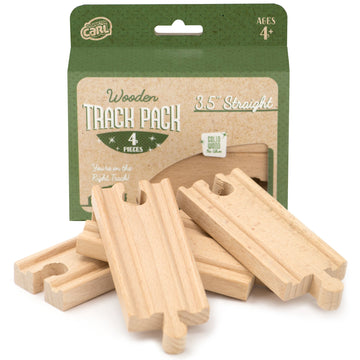 Conductor Carl Wood Train Track Expansion Packs| Compatible with Most Train Tracks| 3.5'' Straight Tracks -1 Count (Pack of 4)