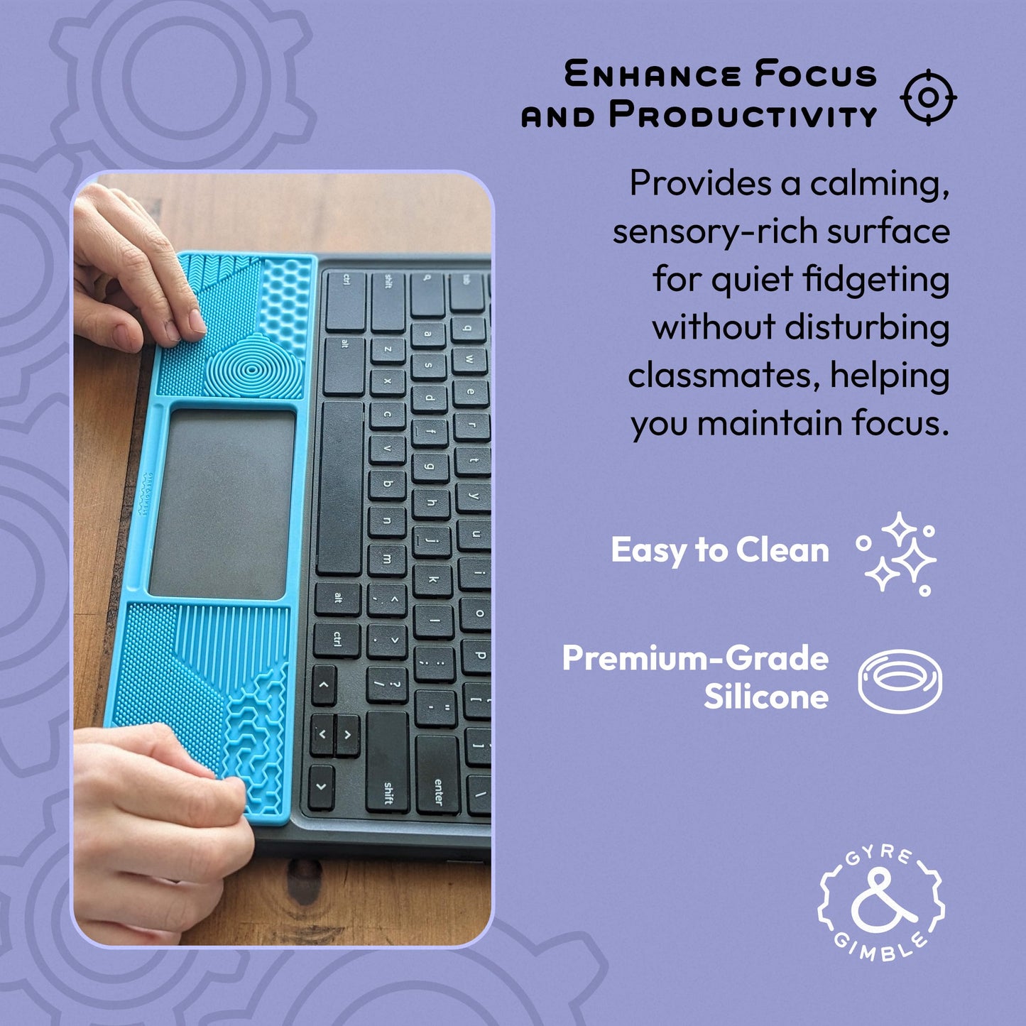 Student Chromebook? Gidget: Silicone Sensory Mat/Palm Rest Compatible With Most Student Chromebook? Models - Textured Fidget Pad