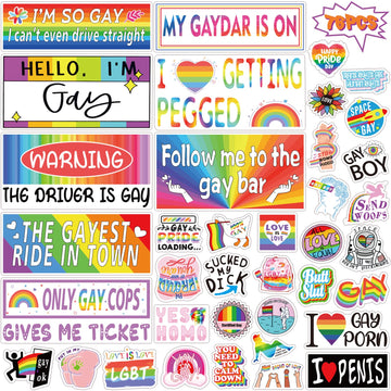 76 Pcs Original Funny Gay Prank Bumper Stickers, Funny Lgbt Gay Stickers For Cars Decals Motorcycle Truck Vehicles Luggage Funny