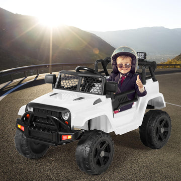 Kinder King 12V Kids Ride on Car Truck, Battery Powered Electric SUV w/ 2.4G Remote Control, Spring Suspension, 3 Speeds, 2 Moto