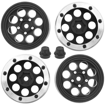 4Pack HIRCQOO Metal 1.9 inch Beadlock Wheel Rim 4pcs Wheel Hub Fit 1.9 Tires Compatible with Axial SCX10 90046 AXI03007 Redcat G